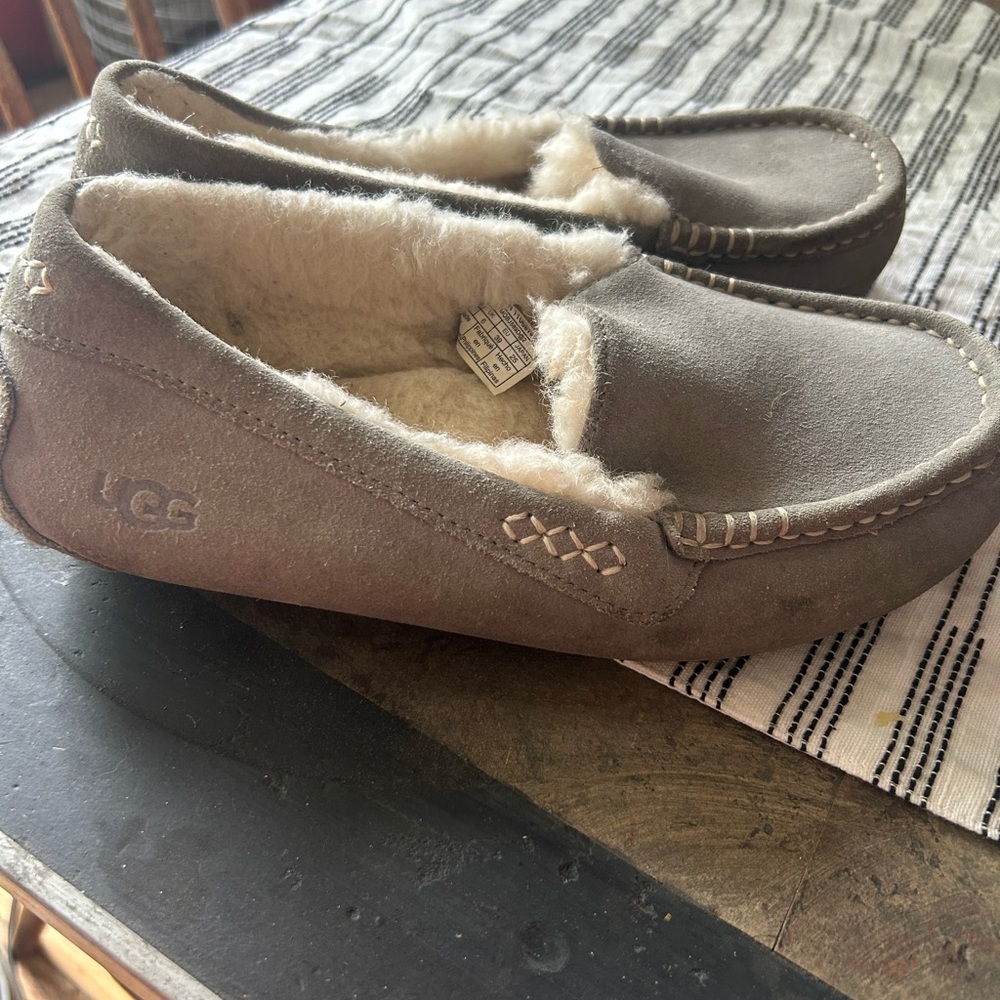 Ugg Women's Size 8 Ansley Gray Waterproof Suede And Wool Slippers
